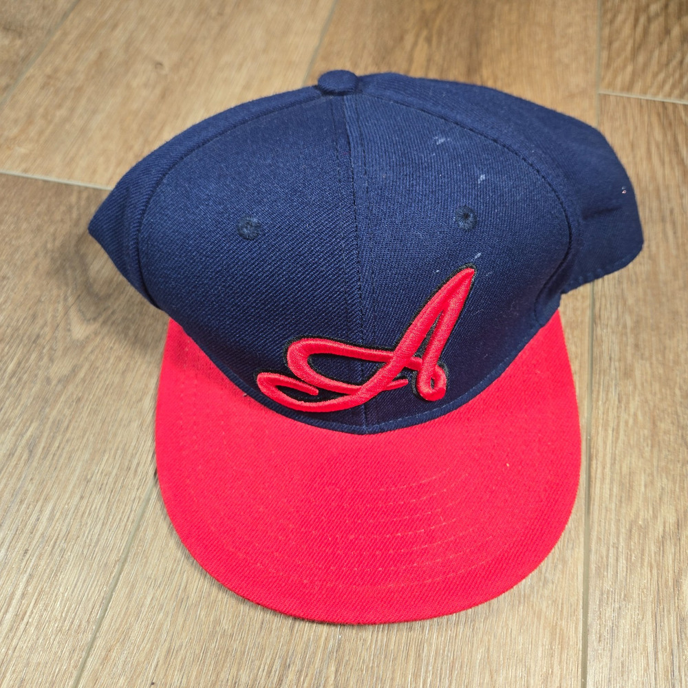 Atlanta Braves Pit Bull Fitted Hat Cap Size XL Embroidered Script A Black Red